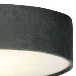 Searchlight Deckenlampe Samt Schirm rund Ø 38 cm klein Grau 2x E27< Deckenleuchten|Flurlampen