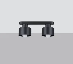 Deckenleuchten|Flurlampen*Sollux Deckenlampe Schwarz 34 cm lang Metall 2-flammig E27