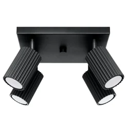 Sollux Deckenlampe Schwarz B: 25 cm klein schwenkbar 4-flammig GU10< Wohnzimmerlampen|Metall Lampen