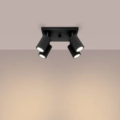 Sollux Deckenlampe Schwarz B: 25 cm klein schwenkbar 4-flammig GU10< Wohnzimmerlampen|Metall Lampen