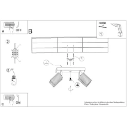 Sollux Deckenlampe Schwarz B: 25 cm klein schwenkbar 4-flammig GU10< Wohnzimmerlampen|Metall Lampen