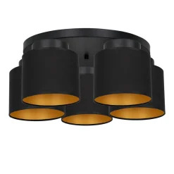 Deckenleuchten|Flurlampen*Luminex Deckenlampe Schwarz Gold Stoff Modern E27