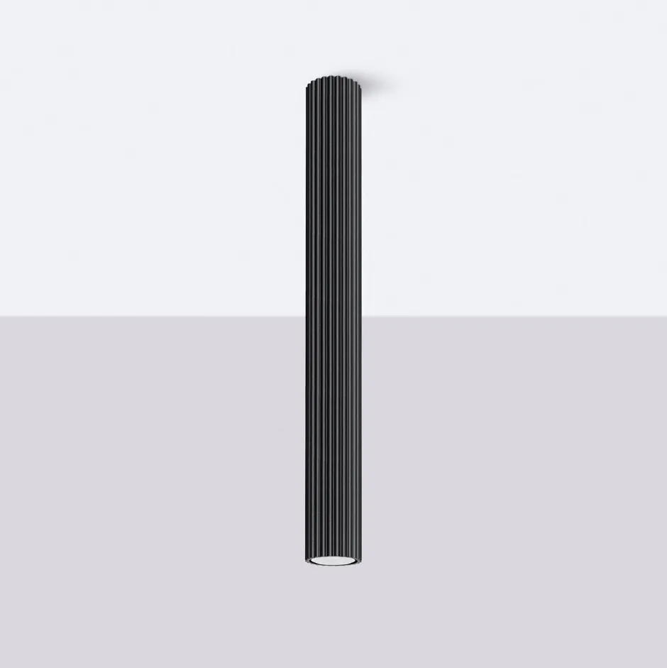 Wohnzimmerlampen|Küchenlampen*Sollux Deckenlampe Schwarz GU10 H: 60 cm Ø 6,5 cm schmal Aufputz