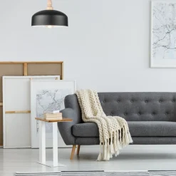 Lamkur Deckenlampe Schwarz Metall Holz E27 Ø 30 cm Skandinavisch< Deckenleuchten|Flurlampen