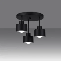 Sollux Deckenlampe Schwarz Metall 3-flammig Ø 32 cm E27< Deckenleuchten|Flurlampen