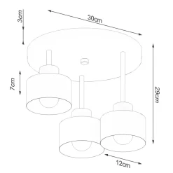 Sollux Deckenlampe Schwarz Metall 3-flammig Ø 32 cm E27< Deckenleuchten|Flurlampen