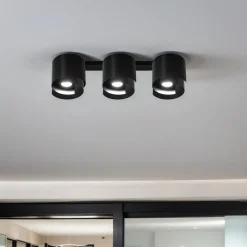 Emibig Deckenlampe Schwarz Metall Design rund 3x GU10< Deckenleuchten|Flurlampen