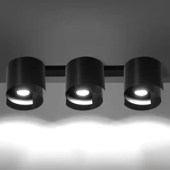 Emibig Deckenlampe Schwarz Metall Design rund 3x GU10< Deckenleuchten|Flurlampen