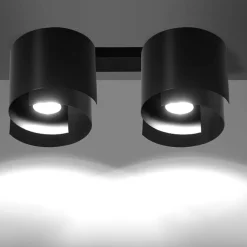 Deckenleuchten|Flurlampen*Emibig Deckenlampe Schwarz Metall Design rund 2x GU10