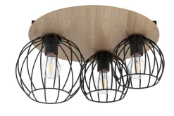 Sigma Deckenlampe Schwarz Natur Metall Holz E27 Flur< Deckenleuchten|Flurlampen