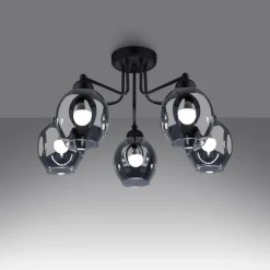Deckenleuchten|Esszimmer Lampen*Sollux Deckenlampe Schwarz Rauchglas Metall E27 Modern
