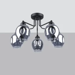 Deckenleuchten|Esszimmer Lampen*Sollux Deckenlampe Schwarz Rauchglas Metall E27 Modern