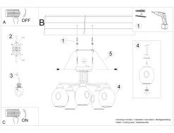 Deckenleuchten|Esszimmer Lampen*Sollux Deckenlampe Schwarz Rauchglas Metall E27 Modern