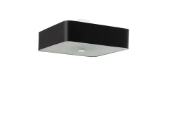 Sollux Deckenlampe Schwarz Stoff Glas quadratisch B: 55 cm< Deckenleuchten|Flurlampen