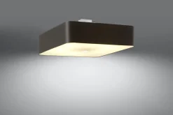 Sollux Deckenlampe Schwarz Stoff Glas quadratisch B: 55 cm< Deckenleuchten|Flurlampen