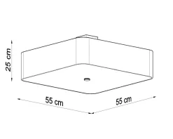 Sollux Deckenlampe Schwarz Stoff Glas quadratisch B: 55 cm< Deckenleuchten|Flurlampen