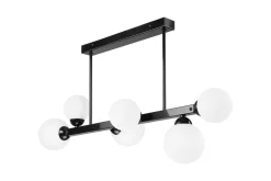 Lamkur Deckenlampe Schwarz Weiß 82 cm lang Glas Metall< Deckenleuchten|Bürolampen