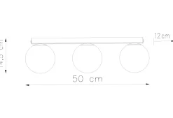 Sollux Deckenlampe Schwarz Weiß 3-flammig 50 cm lang RAMSI< Deckenleuchten|Flurlampen