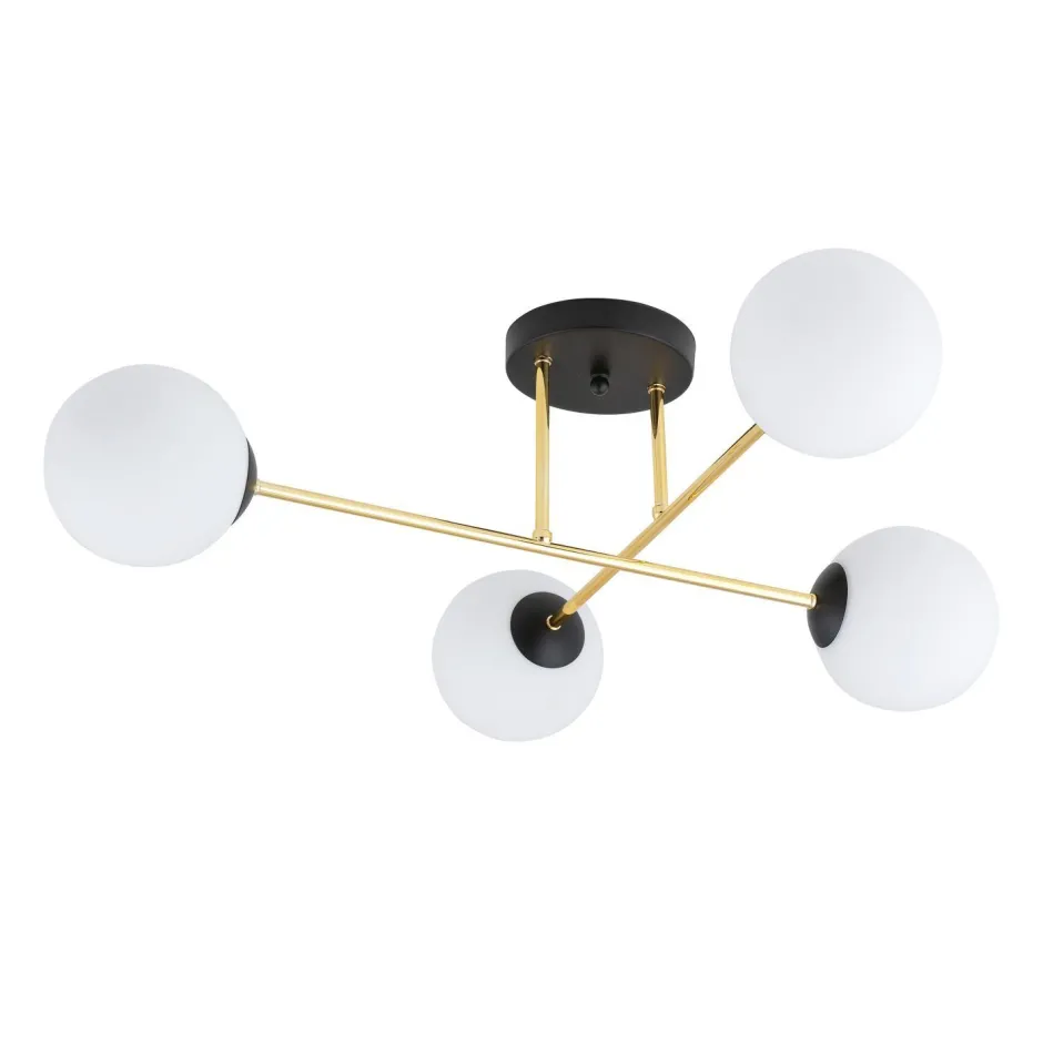 Deckenleuchten|Flurlampen*Emibig Deckenlampe Schwarz Weiß Gold 55 cm Kugelschirme
