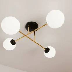 Deckenleuchten|Flurlampen*Emibig Deckenlampe Schwarz Weiß Gold 55 cm Kugelschirme
