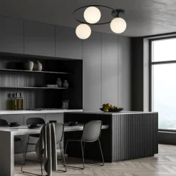 Deckenleuchten|Flurlampen*Emibig Deckenlampe Schwarz Weiß H: 20 cm Ø 47 cm LIBORIO