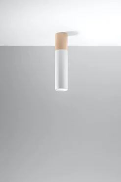 Küchenlampen|Lampen Aus Aller Welt*Sollux Deckenlampe Skandinavisch Metall Holz Weiß Natur Ø 6 cm
