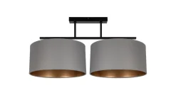 Bürolampen|Wohnzimmerlampen*Belis Deckenlampe Stoff blendarm Schwarz Grau Gold E27 70 cm