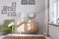 Bürolampen|Wohnzimmerlampen*Belis Deckenlampe Stoff blendarm Schwarz Grau Gold E27 70 cm