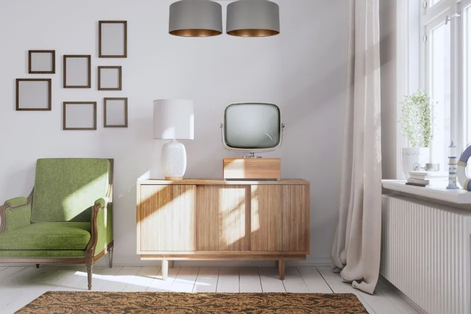 Bürolampen|Wohnzimmerlampen*Belis Deckenlampe Stoff blendarm Schwarz Grau Gold E27 70 cm