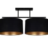 Belis Deckenlampe Stoff blendarm Schwarz Gold E27 70 cm lang< Bürolampen|Esszimmer Lampen