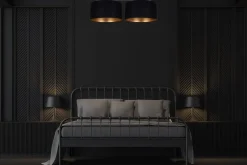 Belis Deckenlampe Stoff blendarm Schwarz Gold E27 70 cm lang< Bürolampen|Esszimmer Lampen