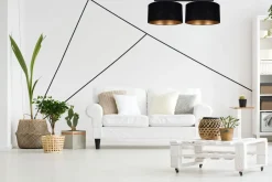 Belis Deckenlampe Stoff blendarm Schwarz Gold E27 70 cm lang< Bürolampen|Esszimmer Lampen