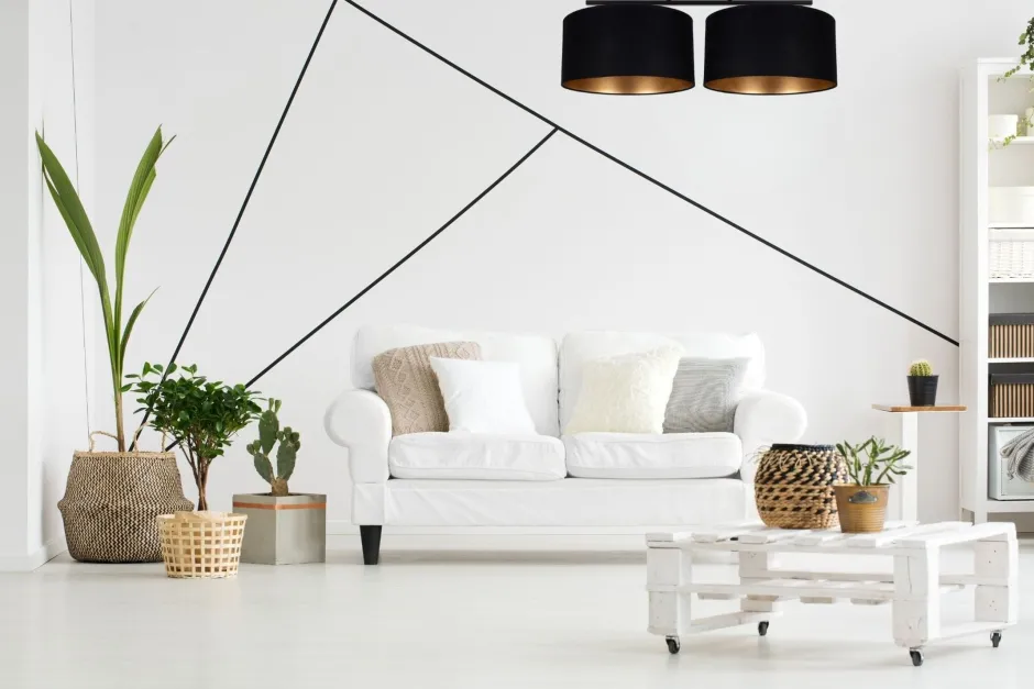 Belis Deckenlampe Stoff blendarm Schwarz Gold E27 70 cm lang< Bürolampen|Esszimmer Lampen