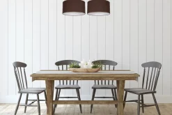 Bürolampen|Wohnzimmerlampen*Belis Deckenlampe Stoff blendarm Schwarz Braun Weiß E27 70 cm