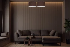 Bürolampen|Wohnzimmerlampen*Belis Deckenlampe Stoff blendarm Schwarz Braun Weiß E27 70 cm