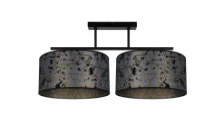 Belis Deckenlampe Stoff blendarm Schwarz Grau Muster 70 cm< Bürolampen|Wohnzimmerlampen