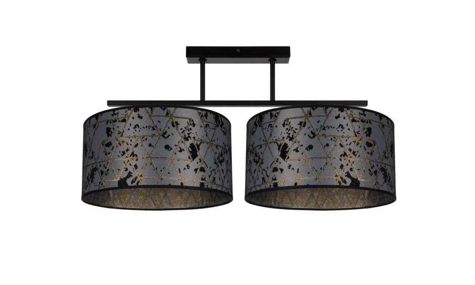 Belis Deckenlampe Stoff blendarm Schwarz Grau Muster 70 cm< Bürolampen|Wohnzimmerlampen