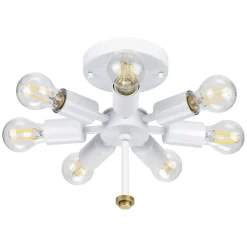 Deckenleuchten|Flurlampen*Elstead Deckenlampe Stoff Creme Messing rund VARINDA