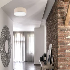 Lamkur Deckenlampe Stoff in Gold rund Ø 35 cm E27 blendarm Modern< Deckenleuchten|Flurlampen