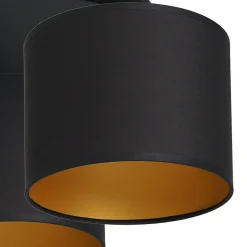 Luminex Deckenlampe Stoff Metall Schwarz Gold Ø45 cm blendarm< Deckenleuchten|Flurlampen