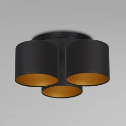 Luminex Deckenlampe Stoff Metall Schwarz Gold Ø45 cm blendarm< Deckenleuchten|Flurlampen