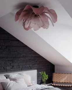 Deckenleuchten|Wohnzimmerlampen*By Rydéns Deckenlampe Stoff Metall 80 cm breit biegsam Rosa E27