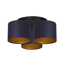 Luminex Deckenlampe Stoff Metall Blau Gold Ø45 cm blendarm< Deckenleuchten|Flurlampen