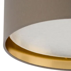 TK Lighting Deckenlampe Stoff rund Ø 45 cm Beige Gold blendarm< Deckenleuchten|Flurlampen