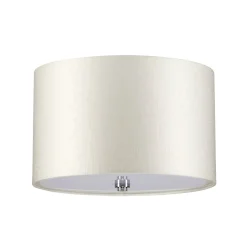 Deckenleuchten|Flurlampen*Elstead Deckenlampe Stoff rund Ø36cm Creme Chrom Modern VARINDA