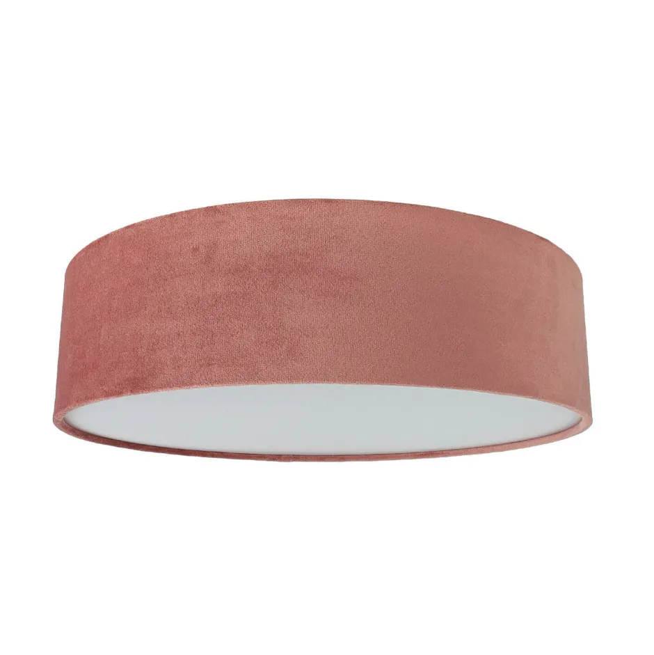Wohnzimmerlampen|Schlafzimmer Lampen*Searchlight Deckenlampe Stoff Samt rund Ø 38 cm H: 10 cm Rosa 2x E27