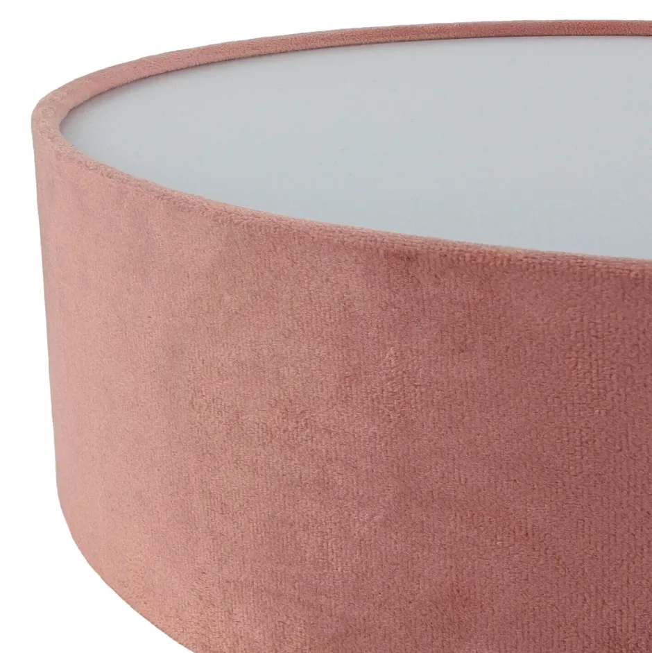 Wohnzimmerlampen|Schlafzimmer Lampen*Searchlight Deckenlampe Stoff Samt rund Ø 38 cm H: 10 cm Rosa 2x E27