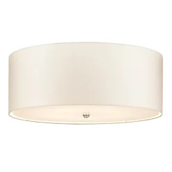 Elstead Deckenlampe Stoff Schirm in Creme Chrom rund 66 cm< Deckenleuchten|Flurlampen