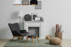 Belis Deckenlampe Stoff Weiß Graphit Schwarz E27 100 cm lang< Bürolampen|Wohnzimmerlampen