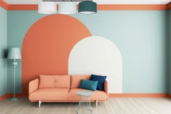 Bürolampen|Wohnzimmerlampen*Belis Deckenlampe Stoff Weiß Mint Grün E27 L:100 cm blendarm